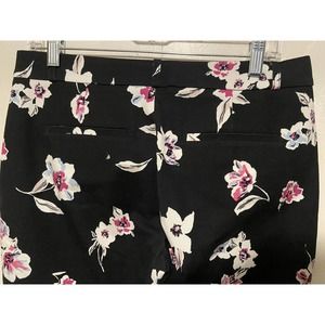 Banana Republic Pants Womens 8 Black Floral Sloan Flat Front Stretch